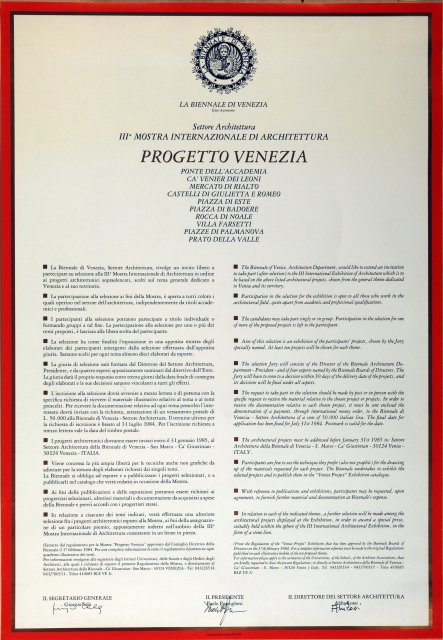 Afspejling Devise lov Progetto Venezia – The Architecture Biennale Wiki Project